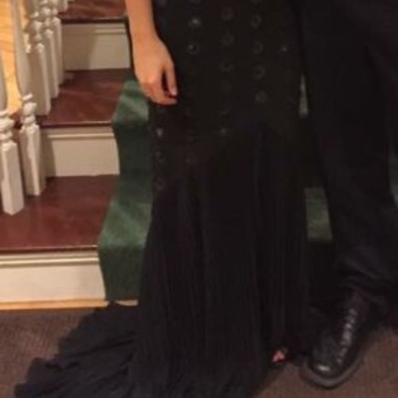 LA FEMME Beautiful Black Mermaid Dress Bead Sequins Prom Formal Small Sz 4 New - Picture 13 of 13